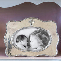 Silver Baby Cross 4 x 6 Picture Frame Horizontal - Frame Detail | Bone & Brass