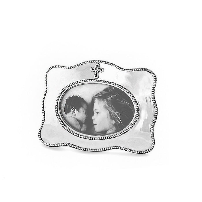 Silver Baby Cross 4 x 6 Picture Frame Horizontal | Bone & Brass