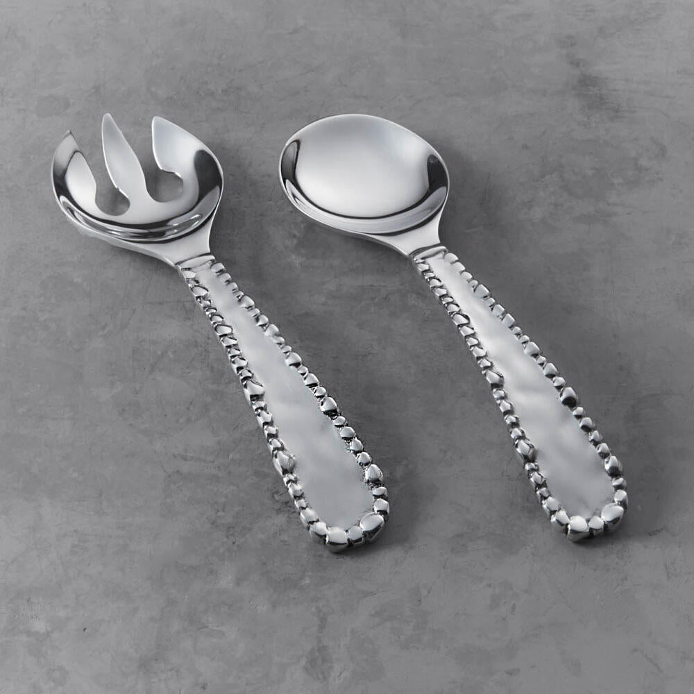 Organic Pearl Small Salad Servers - Handle Detail | Bone & Brass