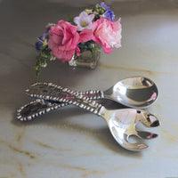 Organic Pearl Small Salad Servers - Set Detail | Bone & Brass