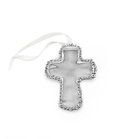 Baby Organic Silver Pearl Cross Ornament | Bone & Brass