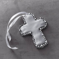 Baby Organic Silver Pearl Cross Ornament