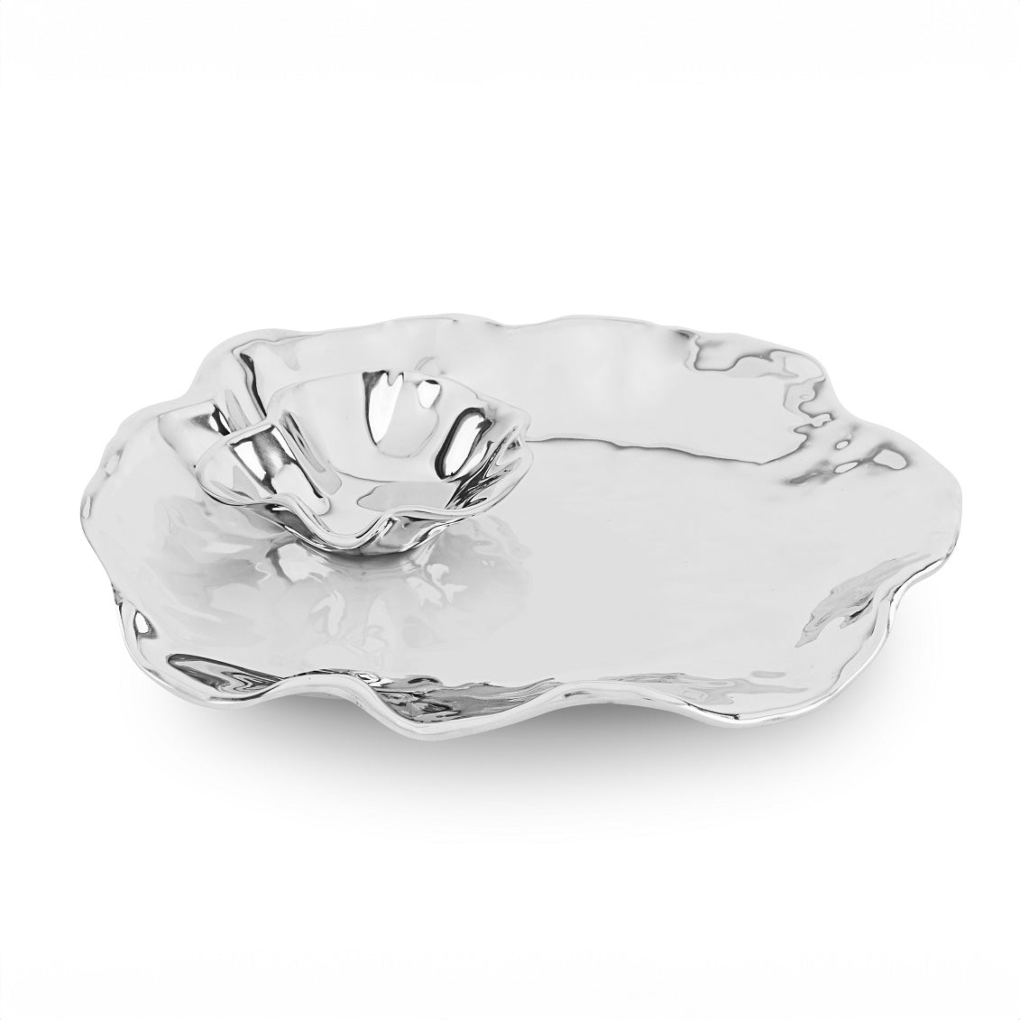 Vento Silver Bergamo Chip & Dip Set | Bone & Brass