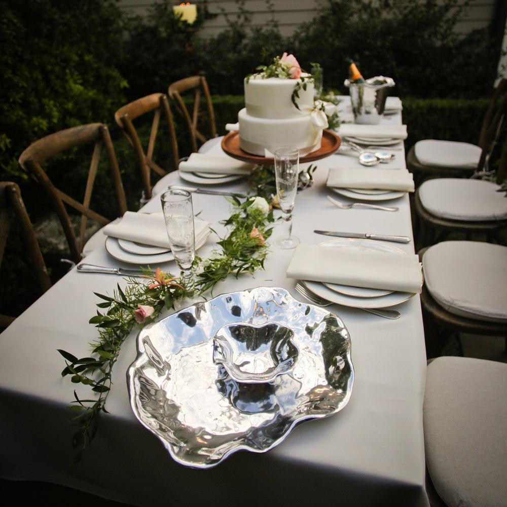 Vento Silver Bergamo Chip & Dip Set - Bowl Detail | Bone & Brass