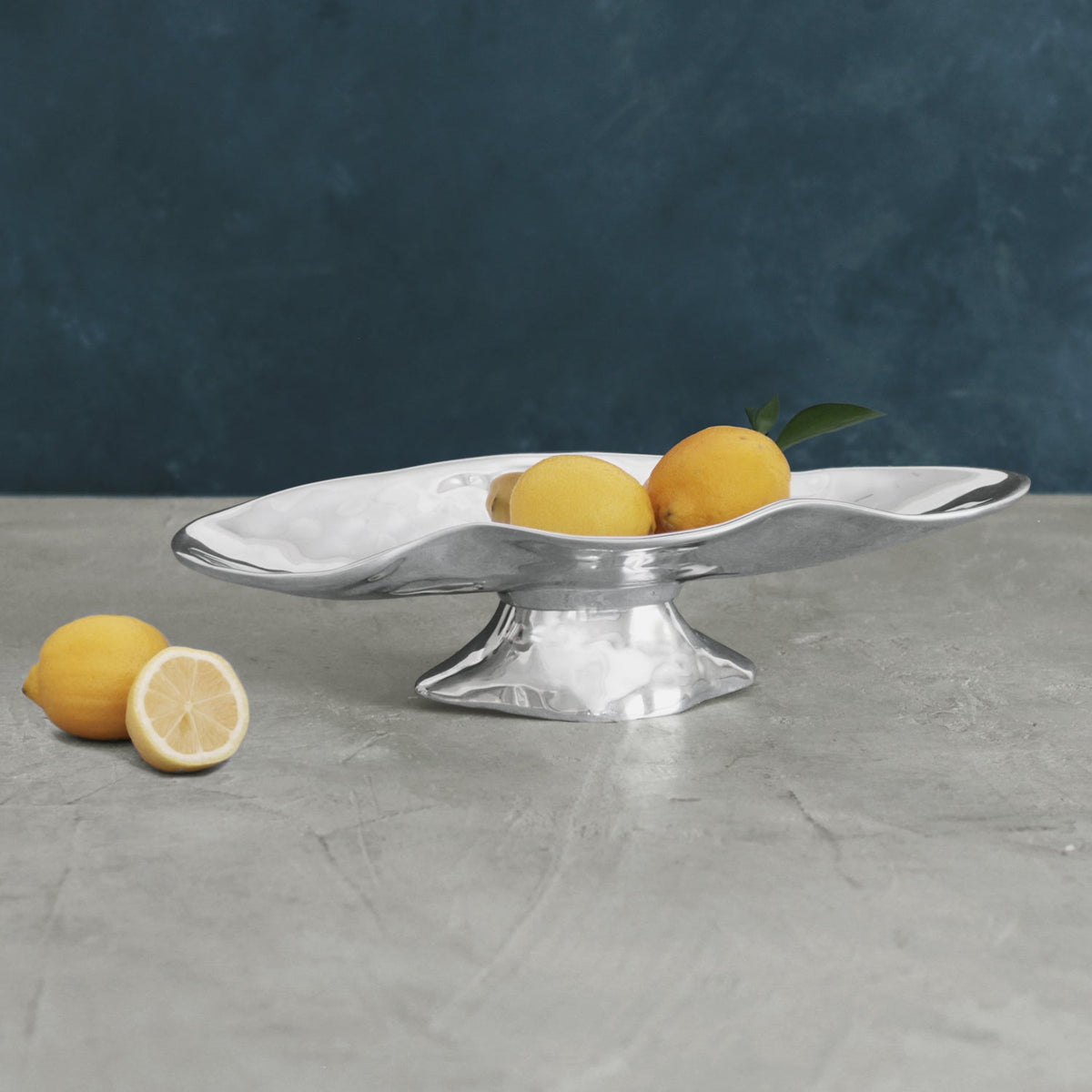 Pedestal Soho Small Oval Cracker Tray - Pedestal Side View | Bone & Brass