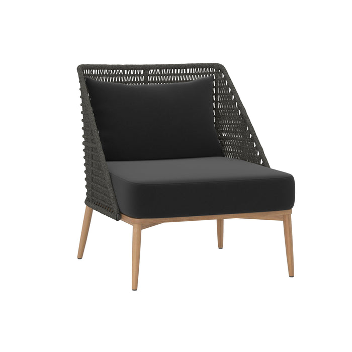 Andria Black Woven Outdoor Lounge Chair