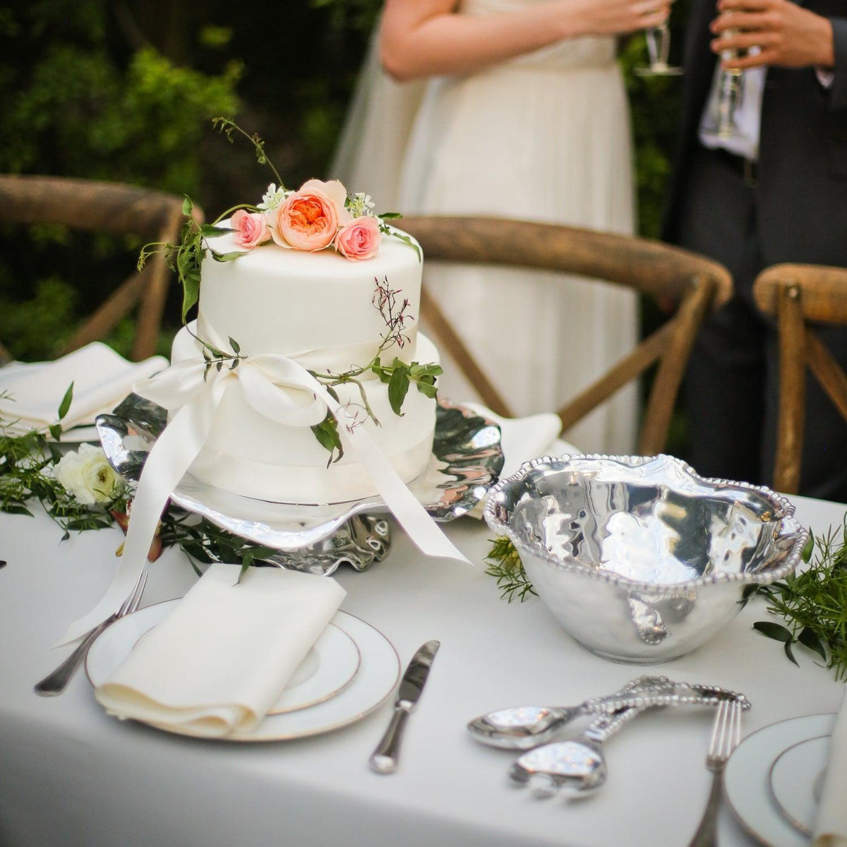 Silver Organic Pearl Medium Serving Bowl