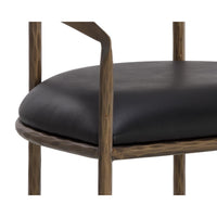 Zanatta Antique Brass & Black Leather Dining Armchair - Chair Upholstery Detail | Bone & Brass
