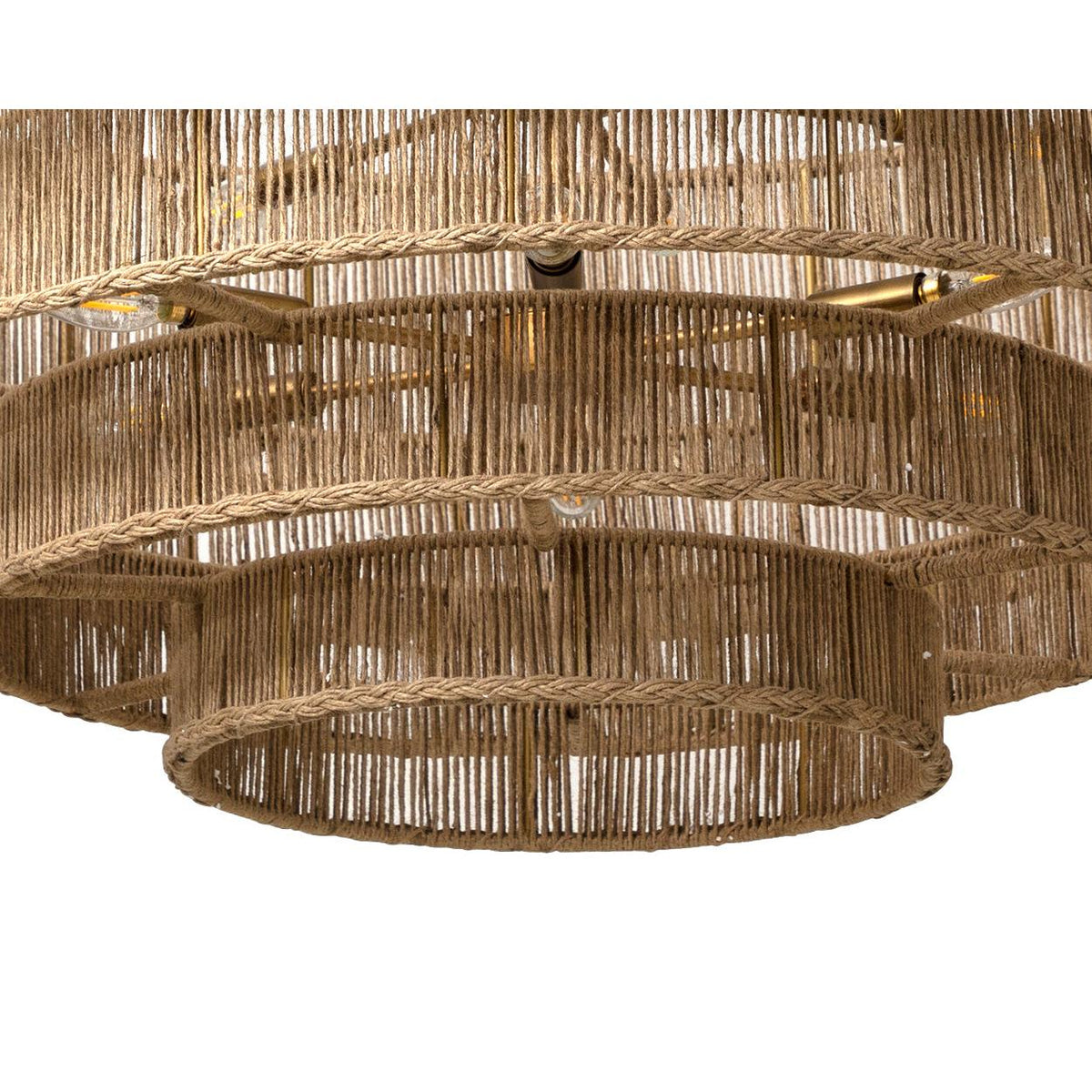 Lumina Natural Jute Tiered Chandelier - Chandelier Installed | Bone & Brass