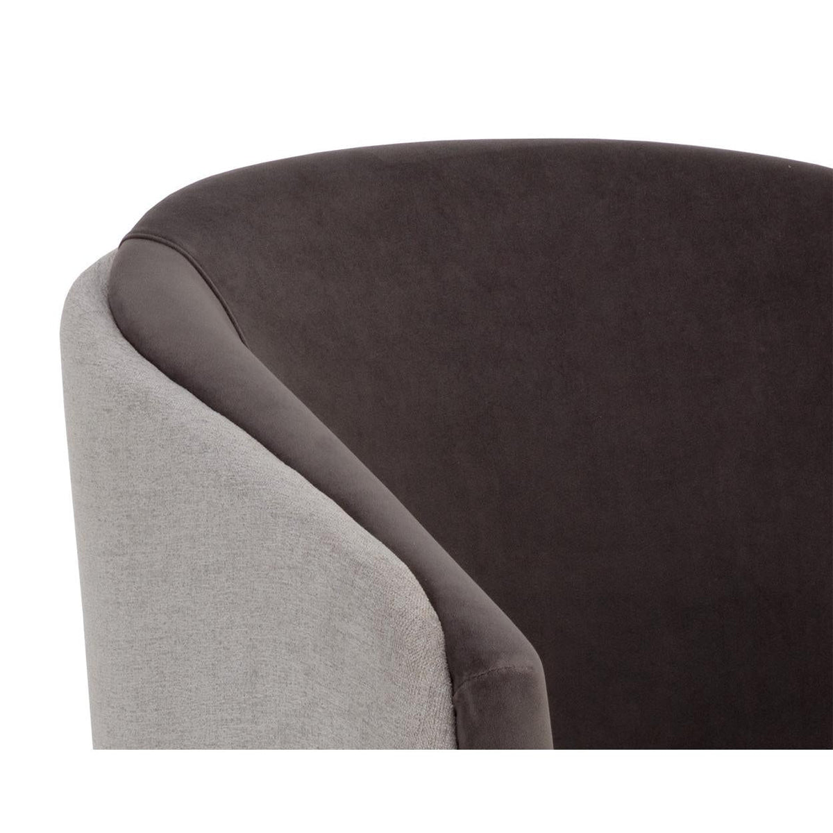 Sheva Grey & Dark Ash Fabric Dining Armchair - Chair Upholstery Detail | Bone & Brass