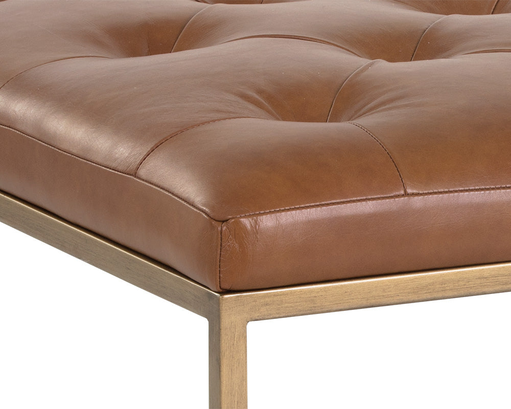 Endall Antique Brass - Vintage Camel Leather Ottoman