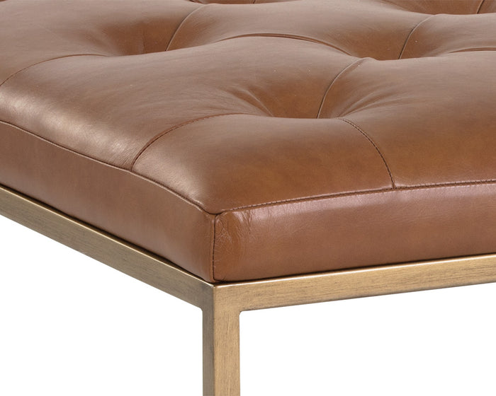 Endall Antique Brass - Vintage Camel Leather Ottoman