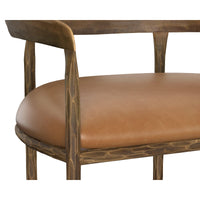 Zanatta Hammered Brass & Tan Leather Barstool - Stool Side View | Bone & Brass