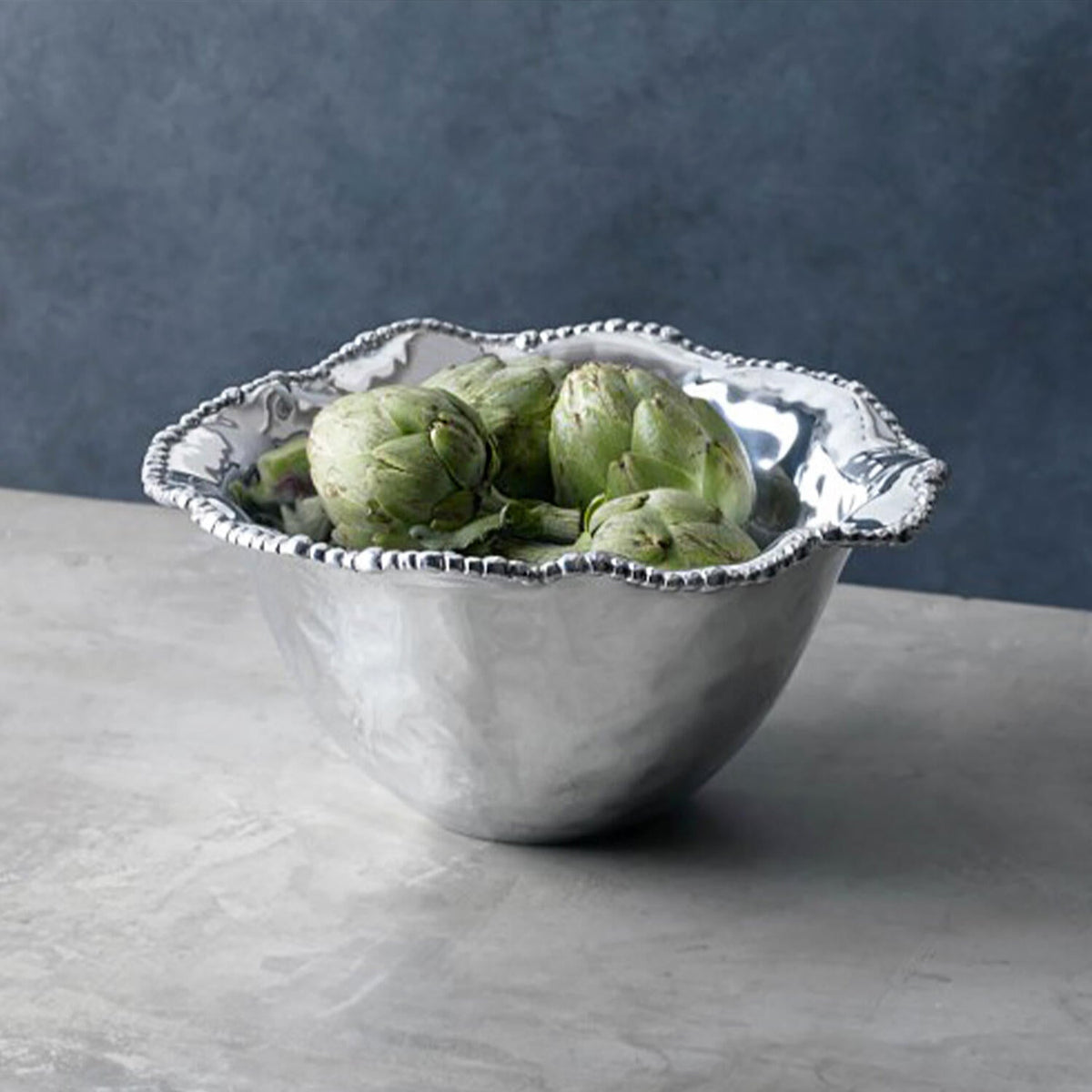Silver Organic Pearl Large Serving Bowl - Bowl Detail | Bone & Brass