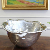 Silver Organic Pearl Large Serving Bowl - Bowl Top View | Bone & Brass
