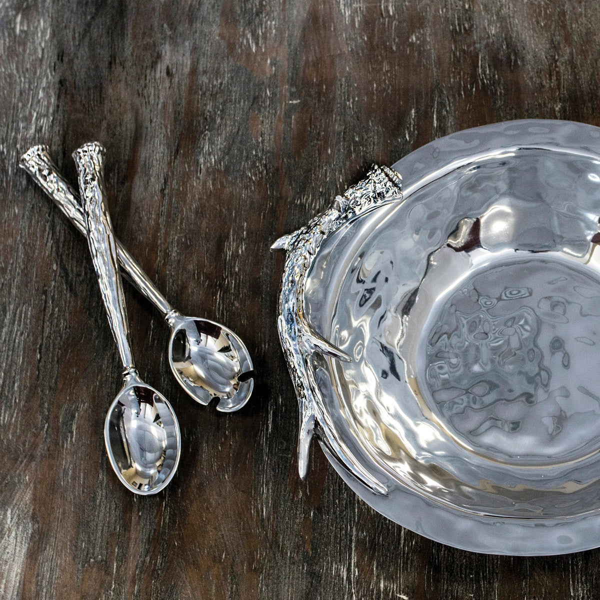 Western Antler Large Salad Servers - Set Top View | Bone & Brass