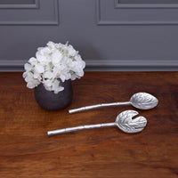Garden Silver Lettuce Large Salad Servers - Set Detail | Bone & Brass