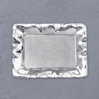 Giftables Vento Rectangular Engraved Tray "good friends, good wine, - Tray Detail | Bone & Brass