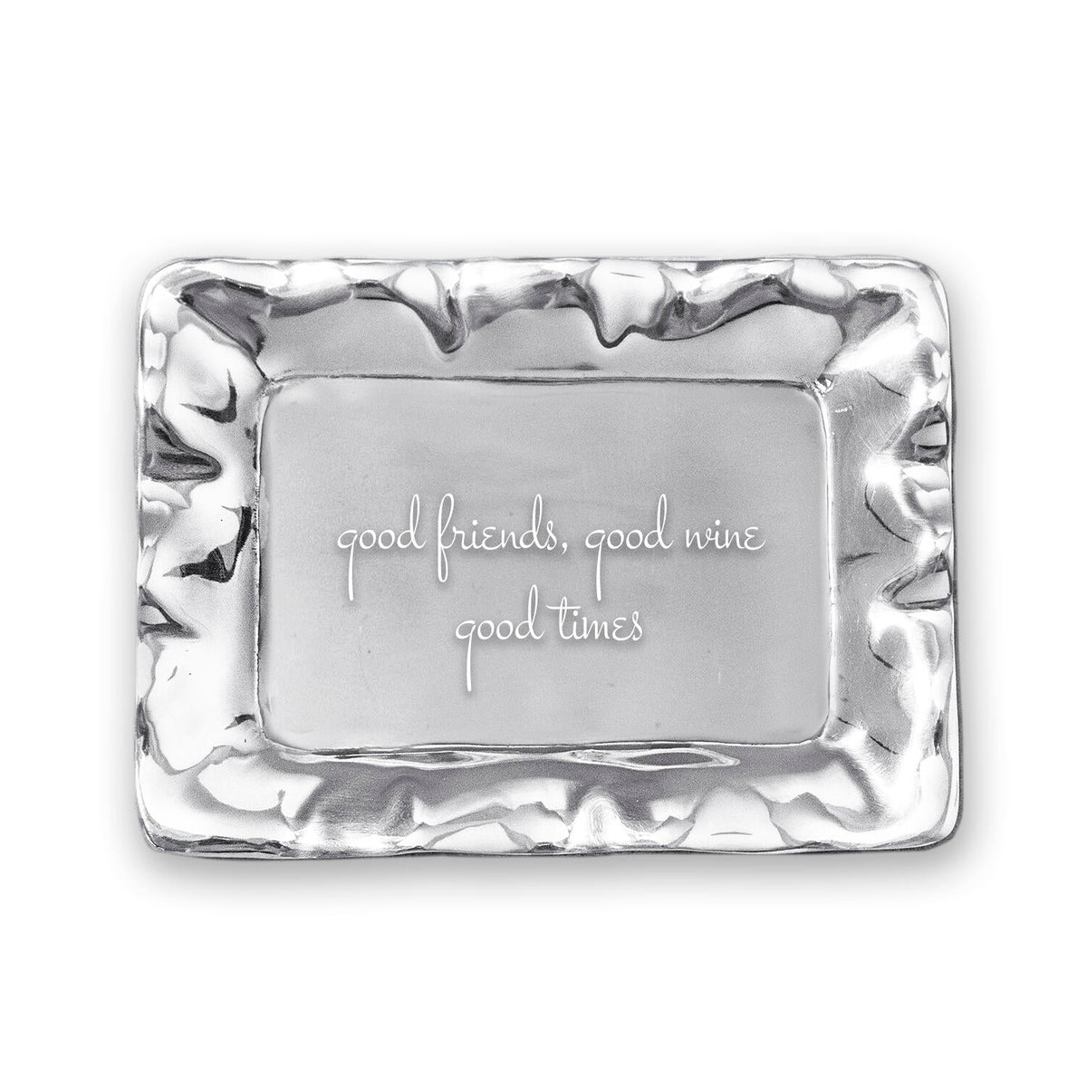 Giftables Vento Rectangular Engraved Tray "good friends, good wine, | Bone & Brass