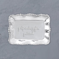 Giftables Organic Pearl Rectangular Engraved Tray - girlfriends, - Tray Detail | Bone & Brass