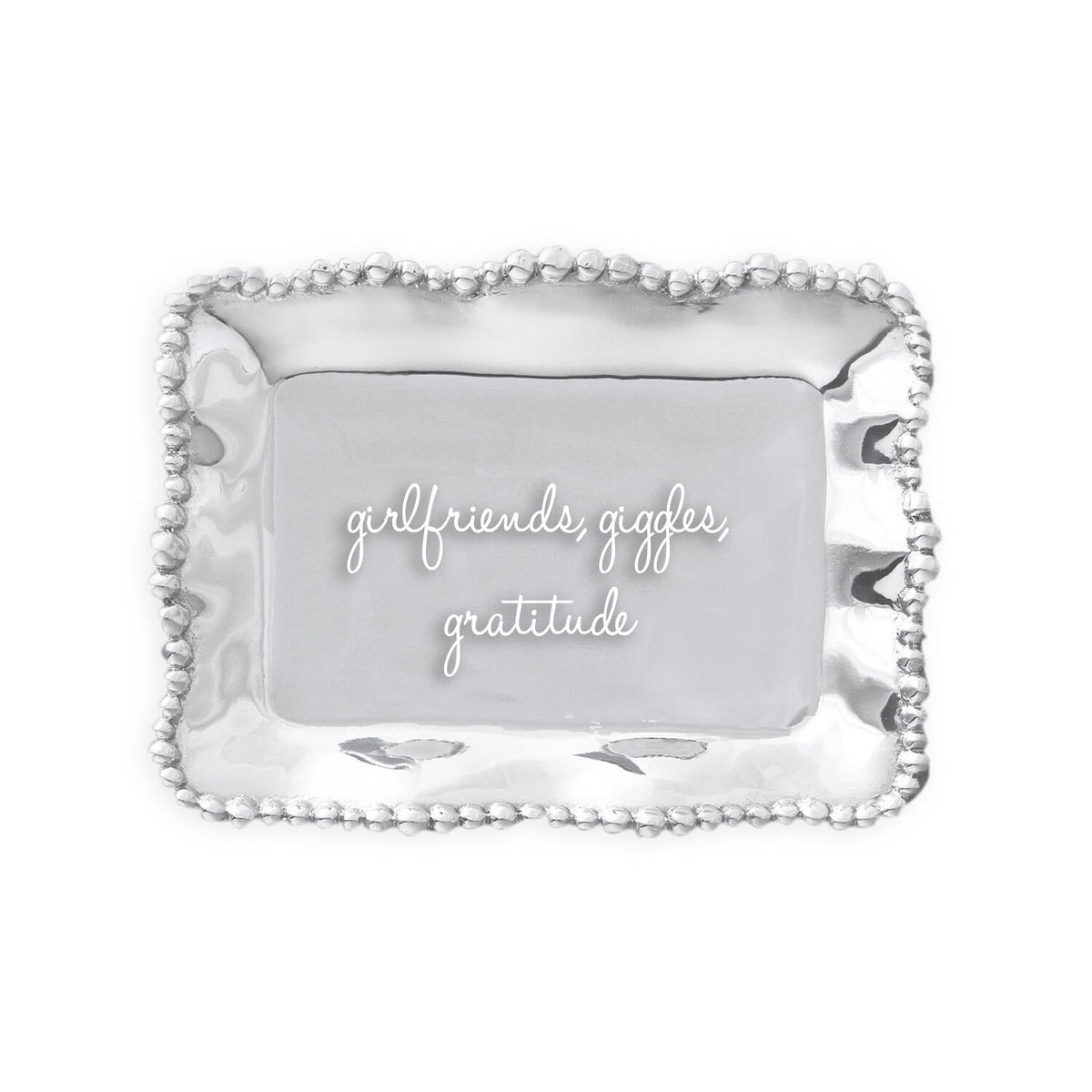 Giftables Organic Pearl Rectangular Engraved Tray - girlfriends, | Bone & Brass