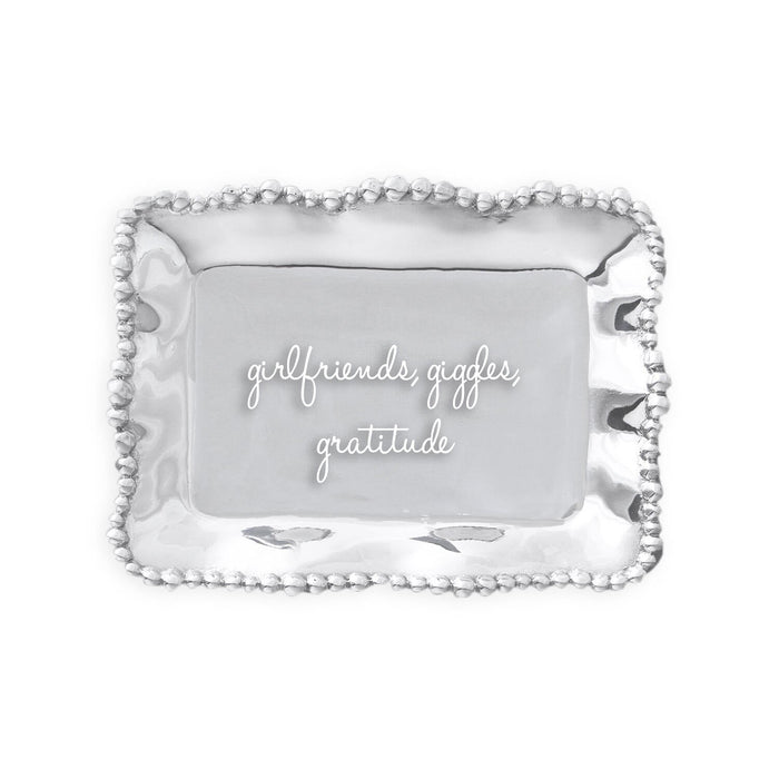 Giftables Organic Pearl Rectangular Engraved Tray - girlfriends, | Bone & Brass