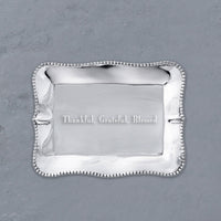 Giftables Pearl Denisse Rectangular Engraved Tray "Thankful, - Tray Top View | Bone & Brass