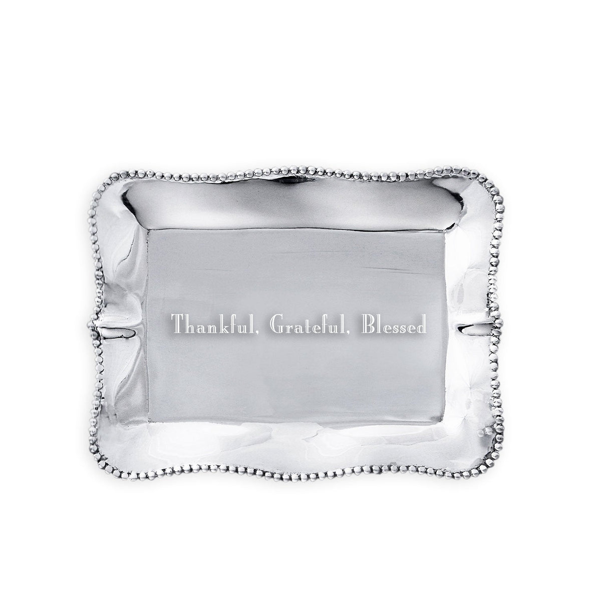 Giftables Pearl Denisse Rectangular Engraved Tray "Thankful, | Bone & Brass