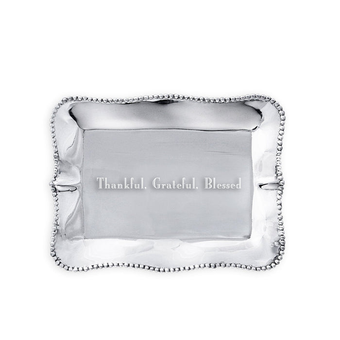 Giftables Pearl Denisse Rectangular Engraved Tray "Thankful, | Bone & Brass