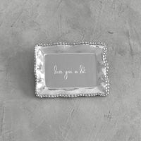 Giftables Organic Pearl Rectangular Engraved Tray - love you lot - Tray Detail | Bone & Brass
