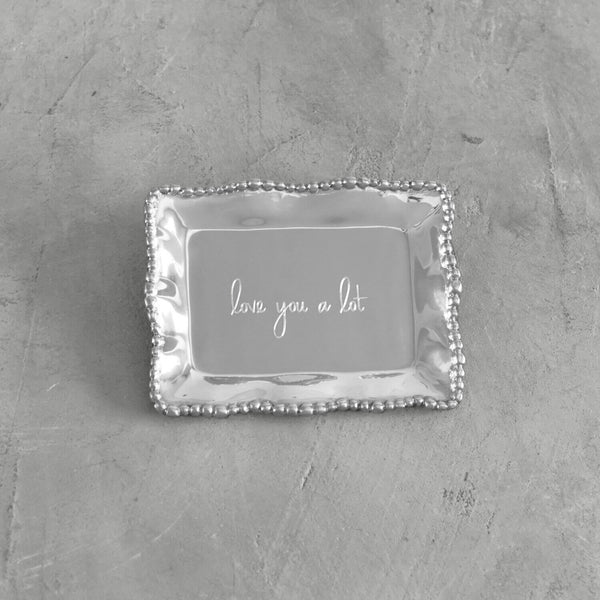 Giftables Organic Pearl Rectangular Engraved Tray - love you lot - Tray Detail | Bone & Brass