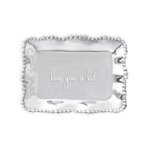 Giftables Organic Pearl Rectangular Engraved Tray - love you lot
