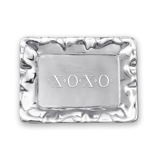 Silver XOXO Engraved Rectangular Decorative Tray | Bone & Brass