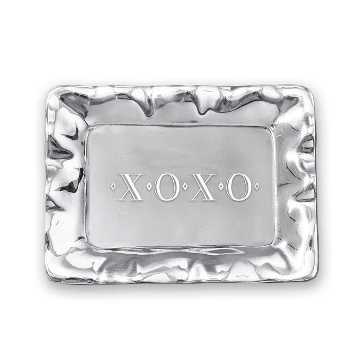 Silver XOXO Engraved Rectangular Decorative Tray
