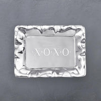 Silver XOXO Engraved Rectangular Decorative Tray