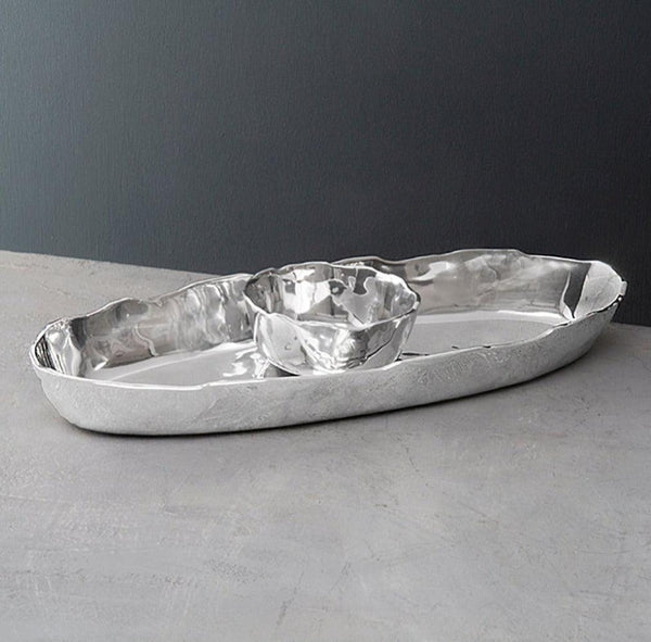 Soho Silver Deep Oval Chip & Dip Serving Platter