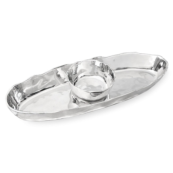 Soho Silver Deep Oval Chip & Dip Serving Platter