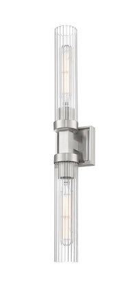 Brushed Nickel Fluted Glass Wall Sconce