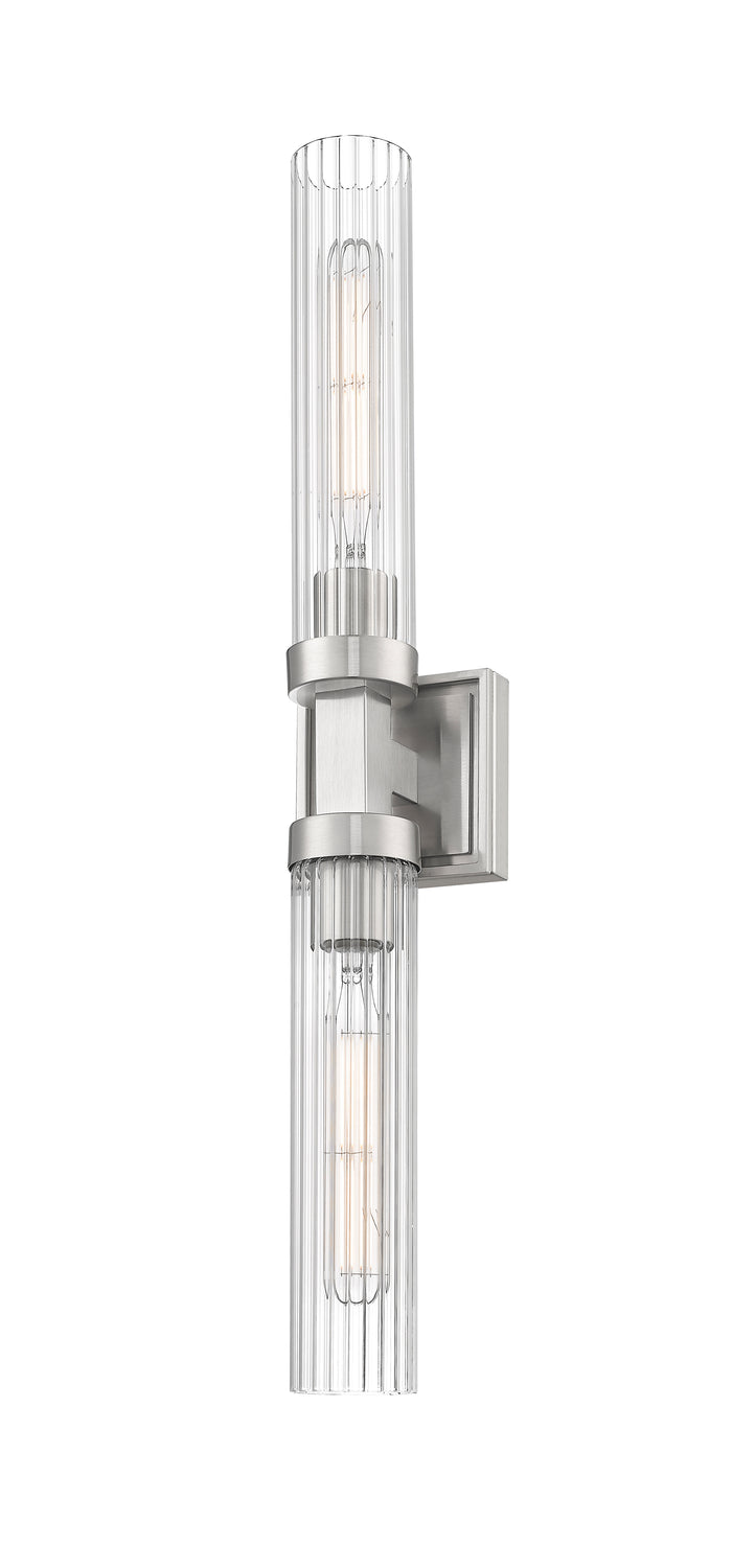Brushed Nickel Fluted Glass Wall Sconce