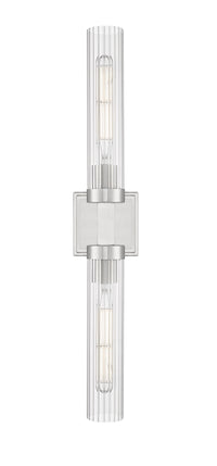 Brushed Nickel Fluted Glass Wall Sconce