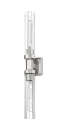 Brushed Nickel Fluted Glass Wall Sconce
