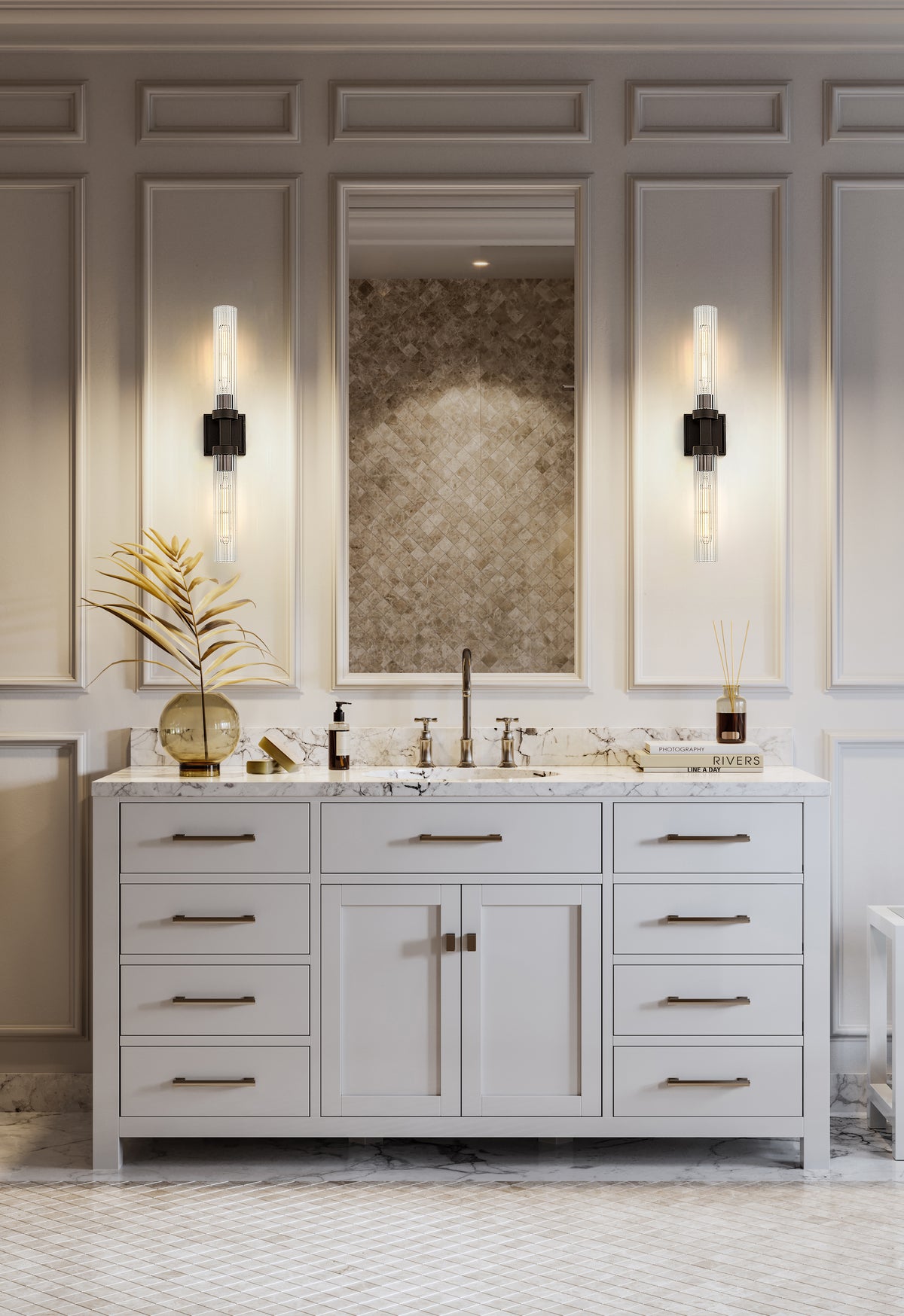 Bronze Fluted Glass Wall Sconce