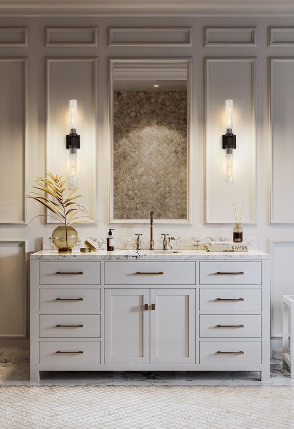 Bronze Fluted Glass Wall Sconce