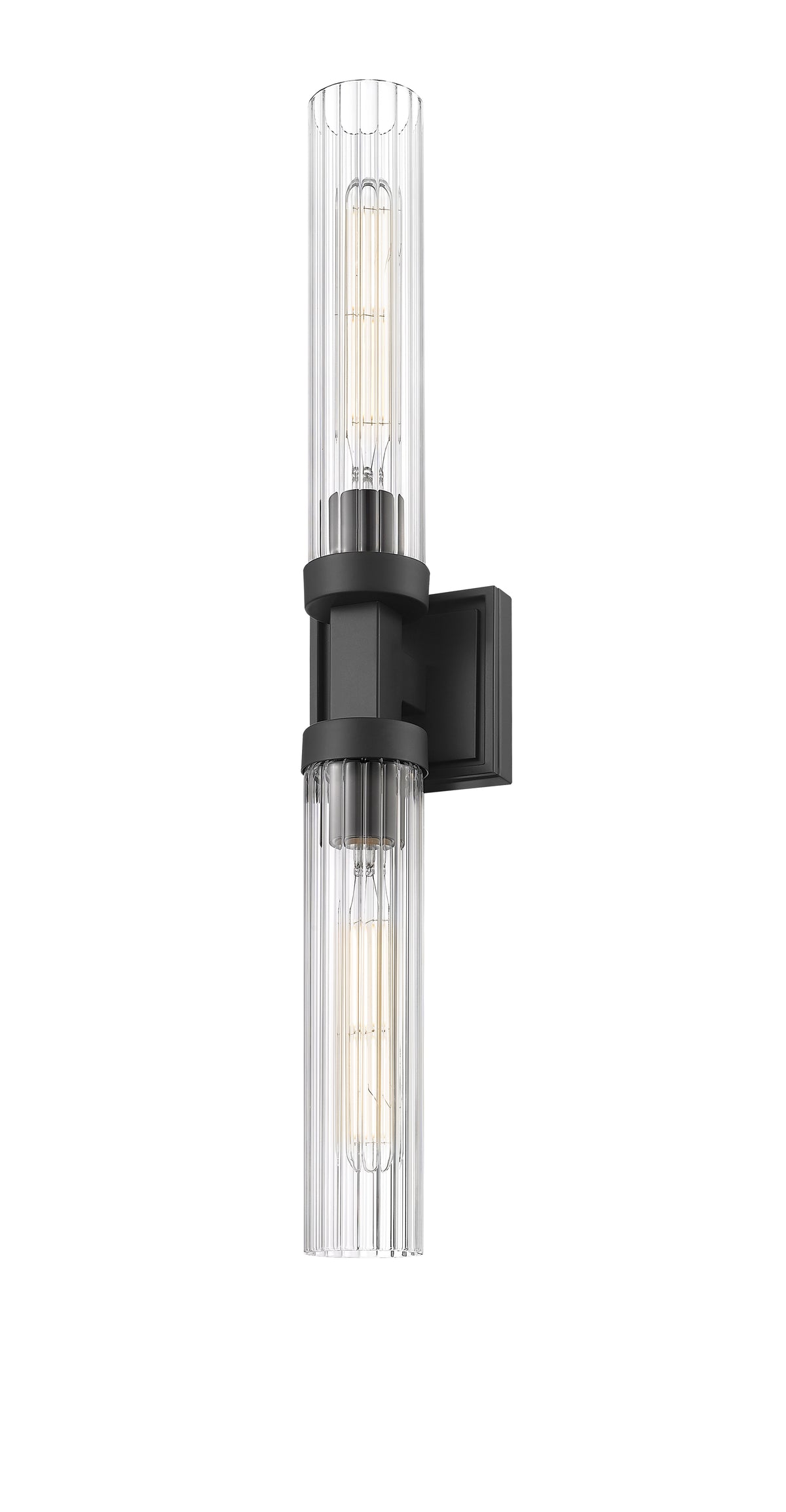 Matte Black Fluted Glass Wall Sconce