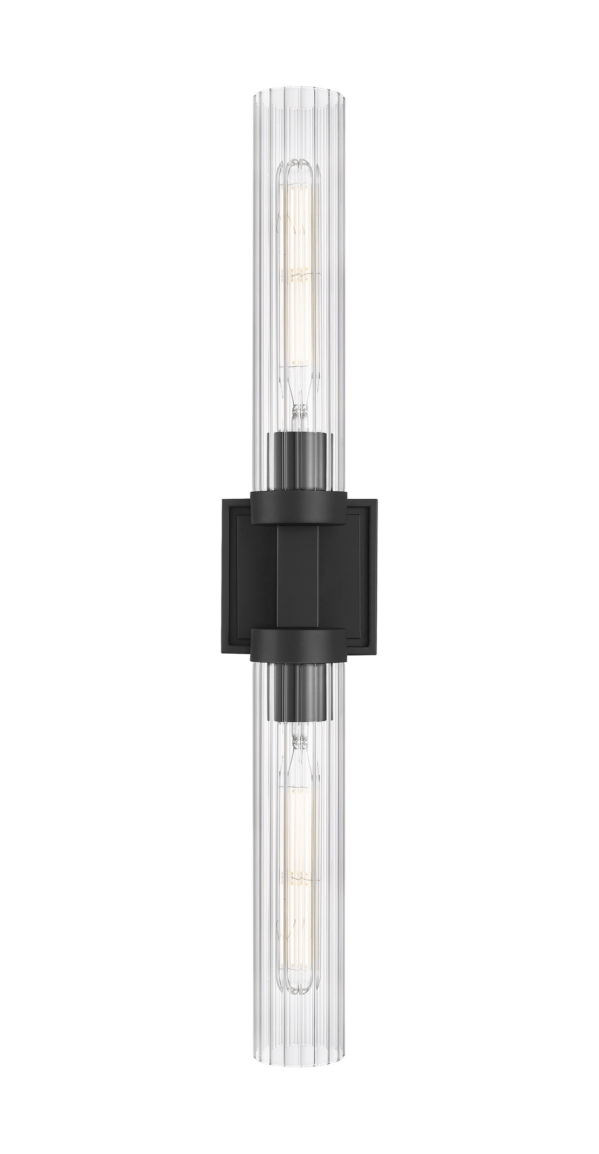 Matte Black Fluted Glass Wall Sconce