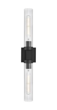 Matte Black Fluted Glass Wall Sconce