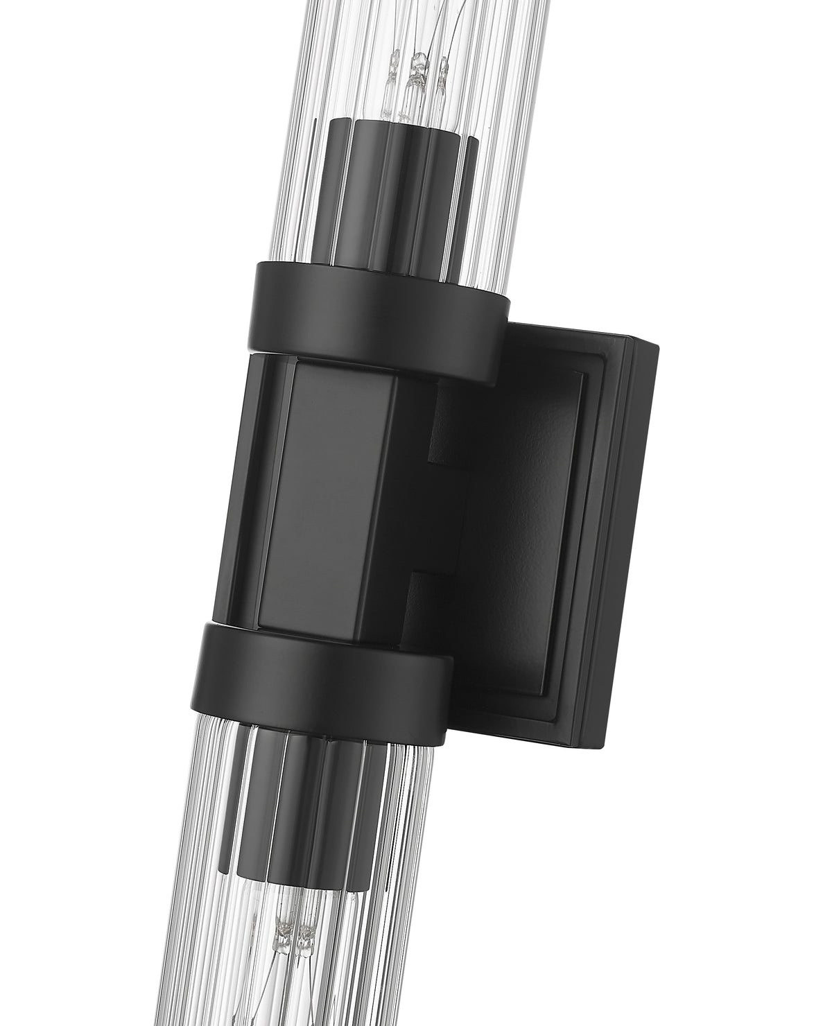 Matte Black Fluted Glass Wall Sconce