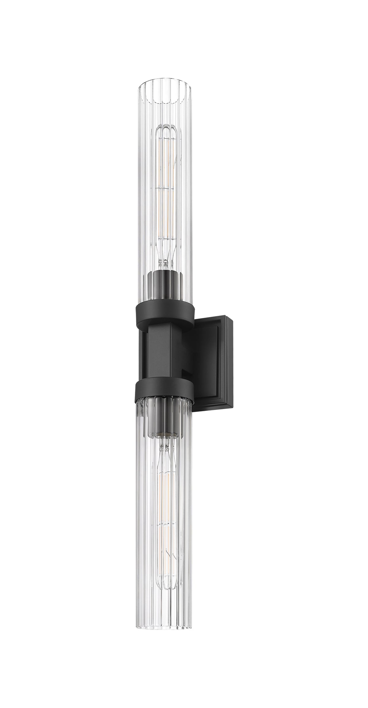 Matte Black Fluted Glass Wall Sconce
