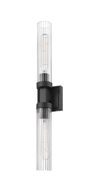 Matte Black Fluted Glass Wall Sconce