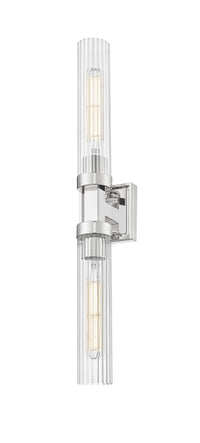 Polished Nickel Fluted Glass Wall Sconce